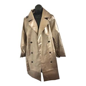 Dark gold metallic double breasted belted classic trenchcoat size women’s XL new